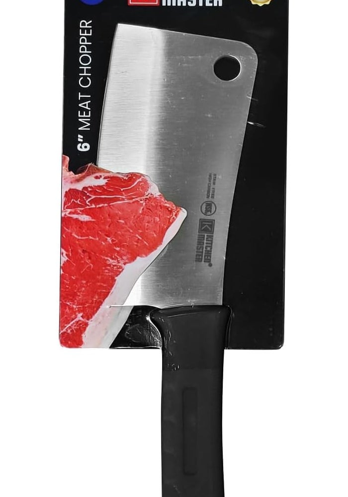 Kitchen Master 6 Inch Stainless Steel Meat Cleaver (Black) | Heavy-Duty Chopping Knife - Image 3
